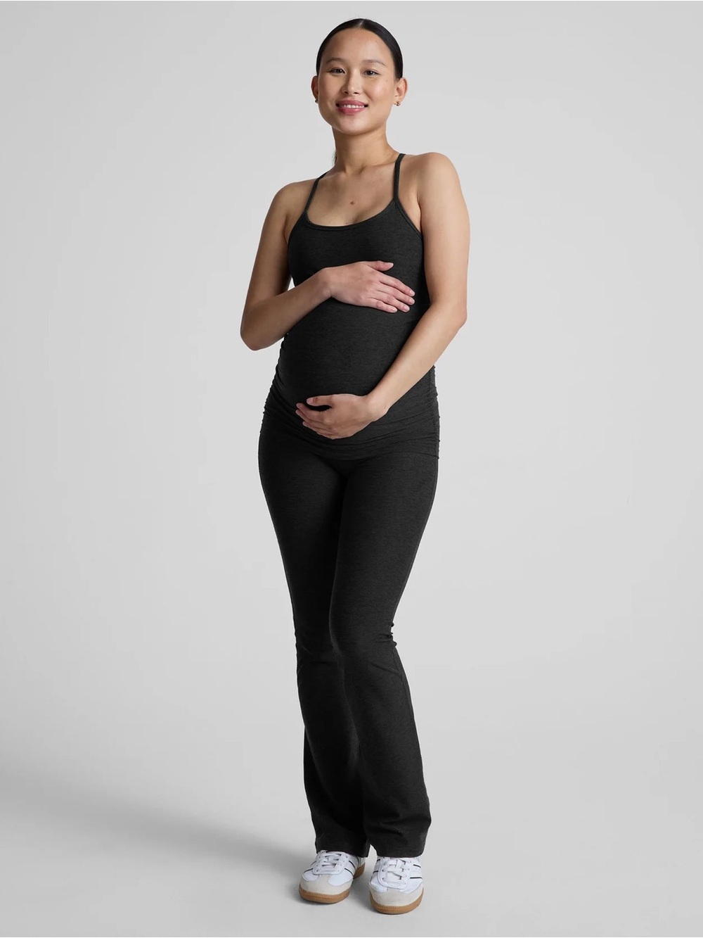 Beyond Yoga The Bump Practice Maternity Bootcut Flare Pant Darkest Night Small